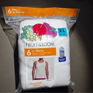 6 Fruit of Loom Men's Pack Tag-Free A-Shirt Tanks Size XL White
